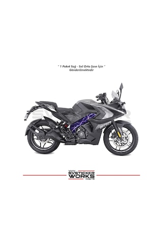 Bajaj Pulsar Rs200 Orta Şase Kaplama Mor Şimşek Desen Sticker Diğer