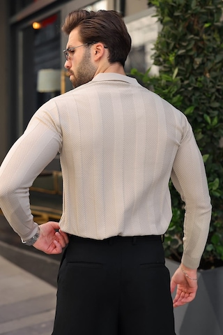 Madmext Taş Rengi Regular Fit Polo Yaka Triko Erkek Kazak E7509