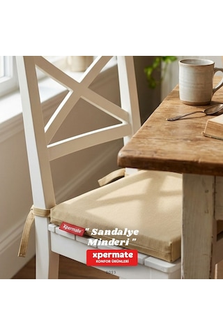 Xpermate 6'lı Sandalye Minderi Su İtici Kumaş 40 x 40 CM Bej