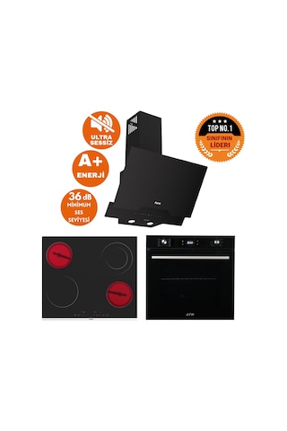 Afm Tech Ve Ferre Cava Sessiz Vitro Elektrikli Siyah D063-SA + MS263 + FM7700 Ankastre Set