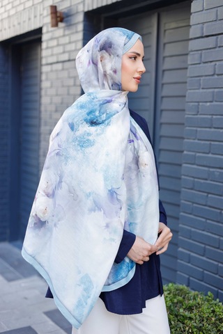 Mimiyum Simple Roses Soft Şal Turkuaz