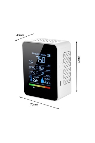 Springsun Siyah Beşlü Hava Kalitesi Testeri - Co2, Hcho, Tvoc, Sicaklık Ve Nem Ölçer - Portatif Elektrokimyasal Algılayıcı