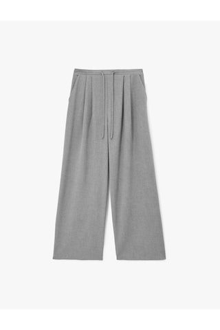 Koton Beli Bağlamalı Cepli Geniş Paça Kumaş Baggy Pantolon Gri 6wak40150pw Gri