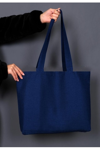 Keten Görünümlü Körüklü Kadın Kol Ve Omuz Çantası Lacivert-1409