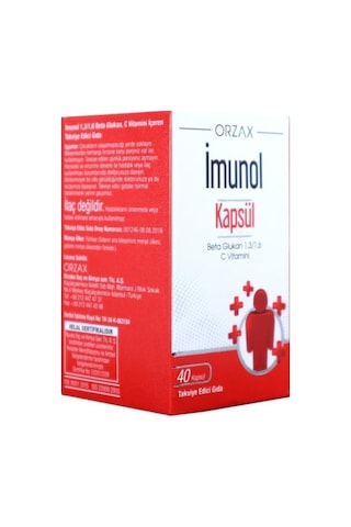 Imunol Kapsül Beta Glukan C Vitamini 40 Kapsül