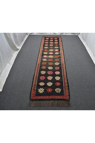 Zehra Abla Halı El Dokuma Seçkin Çiçekli Kirman Karabağ Yolluk Yün Kilim 5649