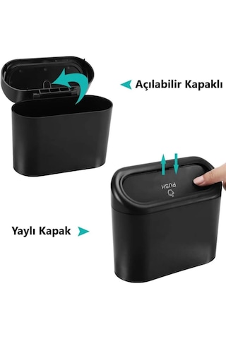 Araç İçi Çöp Kutusu Mini Araba Çöp Kovası Kapaklı, Pratik, Ko