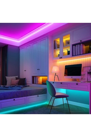 Rgb Led 10 Metre 3 Çip 44 Tuş Kumanda Ve Adaptör Tak Çalıştır Set