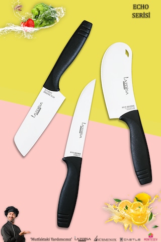 Eco Serisi Mutfak Bıçak Seti Et Sebze Börek 3 Lü Set Mft-1520 Siyah