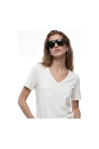 Koton Pamuklu Slim Fit Kısa Kollu V Yaka Tişört Ekru 6sak50425ek