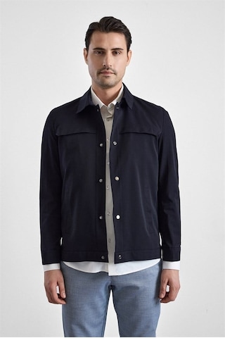 Süvari Lacivert Slim Bebe Yaka Düz Yan Cepli Çıtçıtlı Dolgusuz Standart Mont Mn2008700555-m09