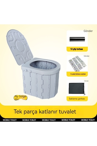 Açık Kamp Taşınabilir Katlanabilir Tuvalet Gri