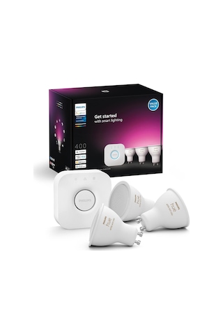 Philips Huewca 4.2w Gu10 Renkli Spot Akıllı Ampul 3'lü Başlangıç Seti Rgb - Ayarlanabilir Renk Sıcaklığı Ve Parlaklık