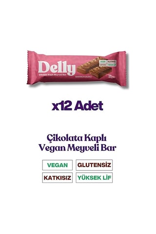 Delly Çikolata Kaplı Bademli Çilekli Meyveli Bar 12 x 35 G