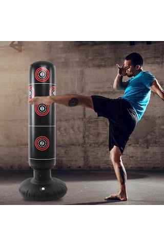 Spor Boks Torbası Şişme Boks Torbası Standı Siyah