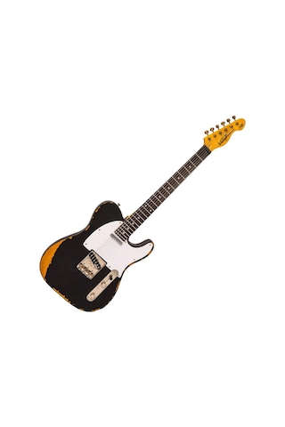 Vintage V62 Icon Elektro Gitar - Distressed Black