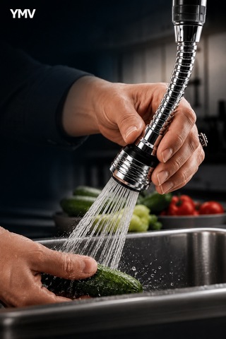 Ymv 360 Derece Döner Esnek 2 Fonksiyonlu Musluk Başlığı Mutfak Lavabo Batarya Çeşme Ucu 360 Ayarlanabilir Dönerli Musluk Başlığı