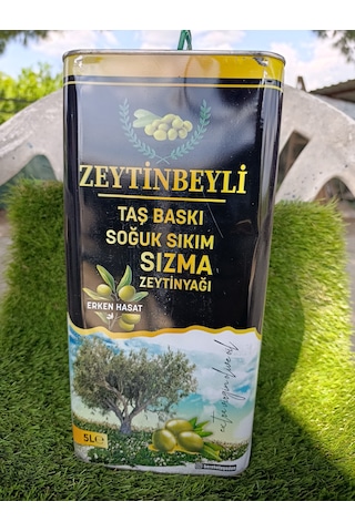 Zeytinbeyli Taşbaskı 5 Lt Natürel Sızma Soğuk Sıkım Zeytinyağı