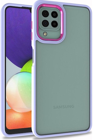 Samsung Uyumlu Galaxy M22 Kılıf Zore Flora Kapak Lila