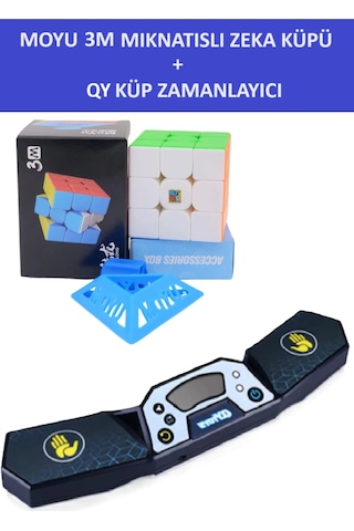 Moyu 3m V2 Profesyonel Speed Cube Ve Qy Küp Timer Seti - 3x3 Zeka Sabır Küpü Ve Zamanlayıcı