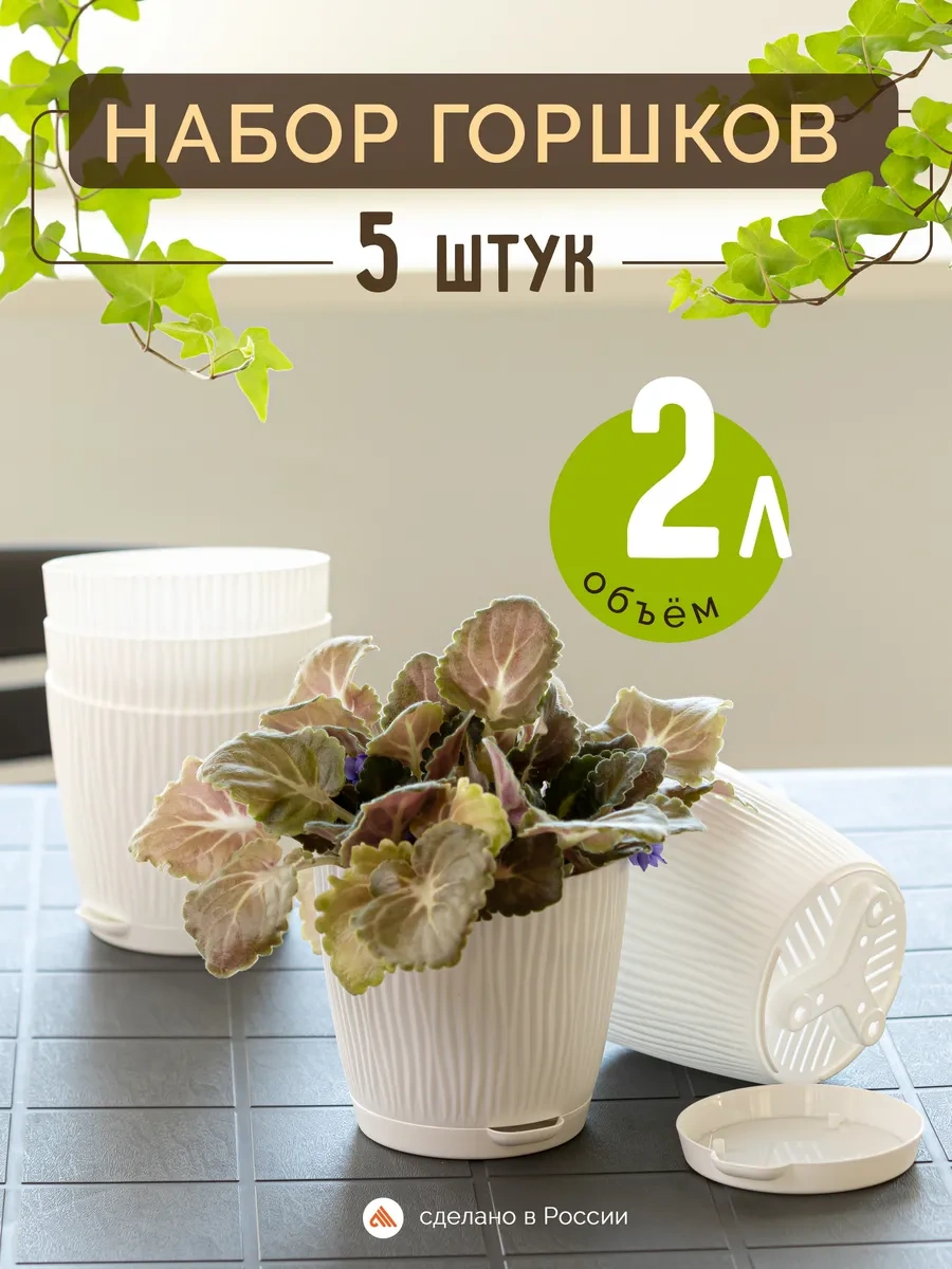 Al' Ternatıva Saksılar İç Mekan Bitkileri/2 Litre/5 Adet/beyaz 447871024