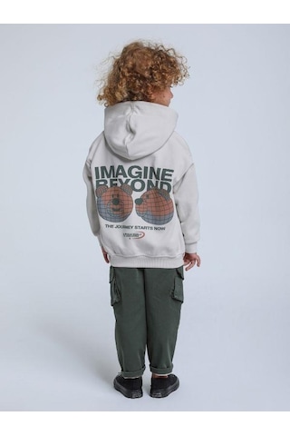Jack Lions Erkek Bebek Kapüşonlu Ayıcık Baskılı Sweatshirt-14253 Gri