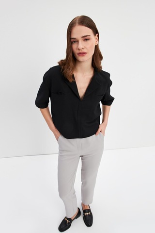 Stella Pulvis Siyah Kısa Kol Cepli Bluz Siyah