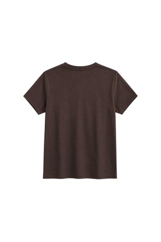Vadon 1009 Kadın Pamuklu Regular Fit Bisiklet Yaka Yumuşak Dokulu Kısa Kollu Basic T-shirt Kahverengi