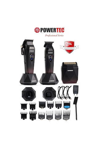 Powertec TR-5800 Saç-Sakal-Ense-Günlük Tıraş Makinesi 3'lü Set 0.5mm Tarak Dahil