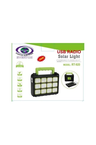 Everton Rt-920 Şarjlı 200w Solar Panelli Projektör Radyolu Metalik Gri