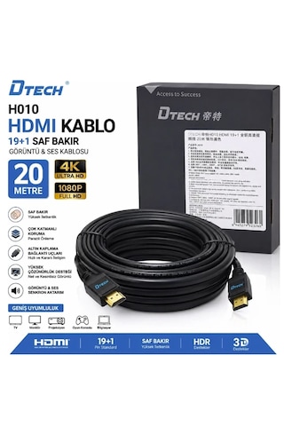 Dtech Dt-h010 20 Metre Hdmı Kablo 4k 2k 1080p 19+1 Saf Bakır High Speed Görüntü Ve Ses Kablosu Dtech Dt-h010 20 Metre Hdmı Kablo 4k 2k 1080p 19+1 Saf Bakır High Speed Görüntü Ve Ses Kablosu