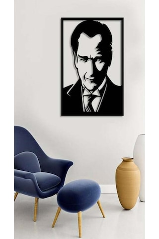 Atatürk Silüet Ahşap Duvar Tablosu Renkli