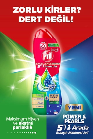 Pril Excellence Duo Jel Bulaşık Makinesi Deterjanı 900ml 50 Yıkama Yağ Çözücü