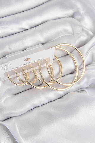 Mey İthalat Pirinç Halka Model Gold Renk Kadın Set Küpe Çok Renkli 78257725