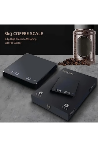 Xuweiwei Kahve Ve Gıda Ölçeği 3000g 0 1g Hassasiyetli Şarj Edilebilir Büyük Ekranlı Zamanlayıcılı Çok Fonksiyonlu Mutfak Tartısı -