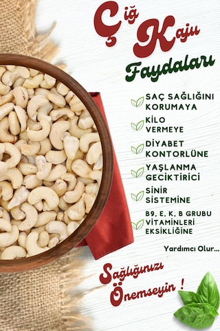 Yörem Afyon Duble Boy Tuzsuz Işlenmemiş Kavrulmamış Yeni Mahsül Glütensiz Çiğ Kaju 130gr. 130 G