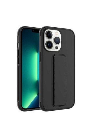 Apple Uyumlu iPhone 14 Pro Max Kılıf Zore Qstand Kapak Siyah