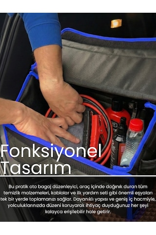 Araç Bagaj Düzenleyici Organizer Deri Kaymaz Cırt Bantlı Geniş Hacimli Çanta,su Geçirmez A5