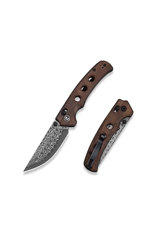 Civivi Noctis Guibourtia Wood Handle Damascus Blade Kamp Çakı Kahverengi