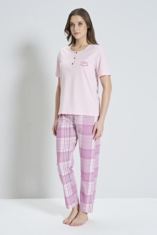 Pijadore Gd Goldoremi 1853 Kadın Kısa Kollu Ekoseli Pijama Takım Pembe