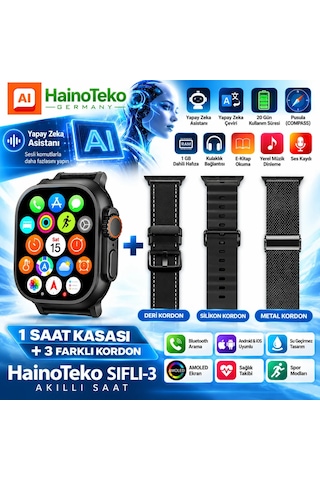 HainoTeko SIFLI-3 AI Yapay Zeka Asistanlı Akıllı Saat (İthalatçı Garantili)