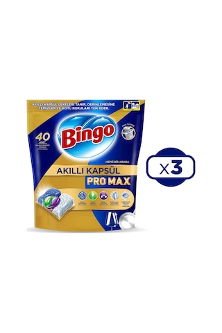 Bingo Akıllı Kapsül Pro Max Bulaşık Makinesi Deterjanı 3 x 40 Tablet