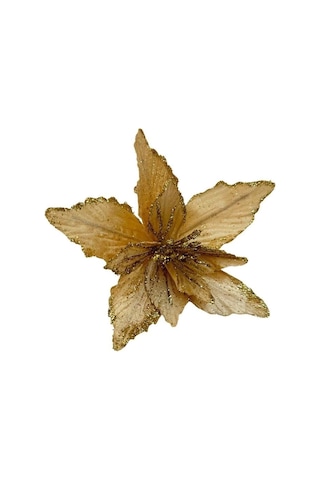 Yılbaşı Ağacı Dekor Süsü Simli Ata Çiçeği Altın 20 Cm