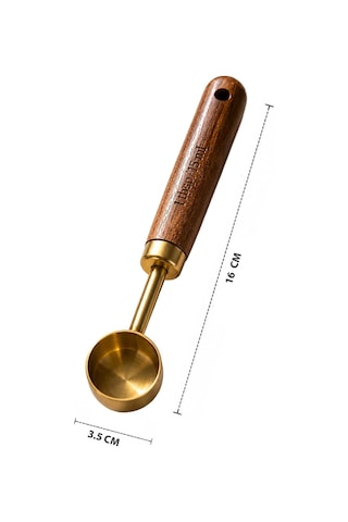 15 Ml Ahşap Saplı Gold Kahve Ölçü Kaşığı Paslanmaz Çelik Kahve Çay Mama Ölçme Kaşığı Altın