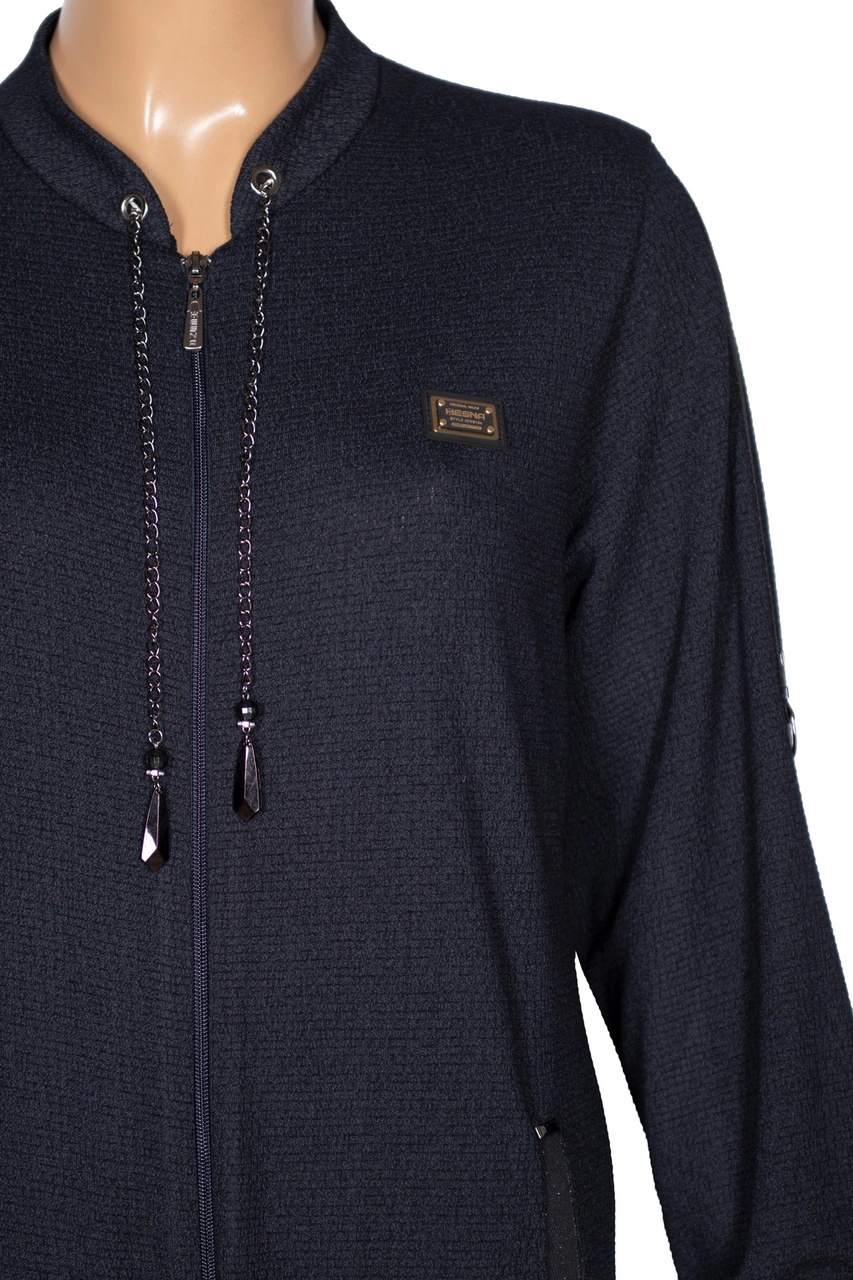 Hesna Kadın Zeren Battal Beden Baharlık Boydan Lacivert Pardesü Lacivert