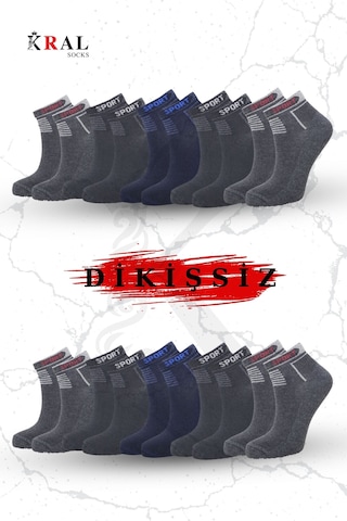 Kral Socks Yeni Sezon Çorap Unisex 10 Çift Parfümlü Yıkamalı Dikişsiz Pamuklu Erkek Çorap Asorti