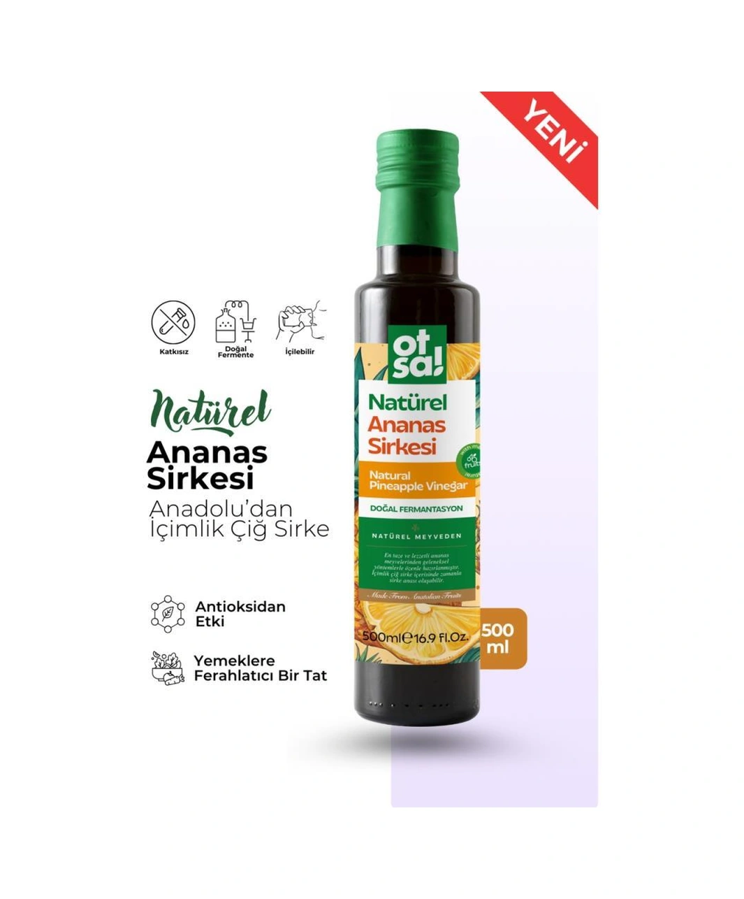 Otsa Organik Ananas Sirkesi 500 Ml Doğal Fermantasyon