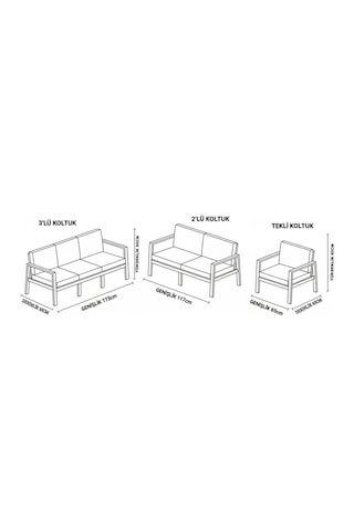 Safir 3+1+1 Kaz Ayağı Kırlent Bahçe,balkon,teras,cafe,çay Seti,oturma Grubu,koltuk Takımı,ofis Koltu Antrasit Siyah