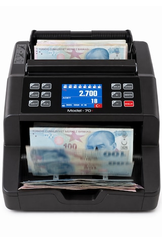 Sesli Karışık Para Sayma Makinesi Mıx70+ Gri Tl - Euro Karışık Sayım Dolar Adet Sayım Müşteri Ekranı