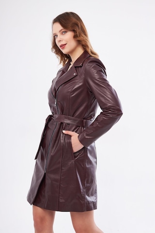 Derinss Dka2391 Hakiki Deri Kadın Bordo Pardesü 001